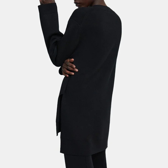 Theory Knit Tunic Empire Fine  Merino Wool Tunic Sweater Black Size Large - Picture 4 of 10
